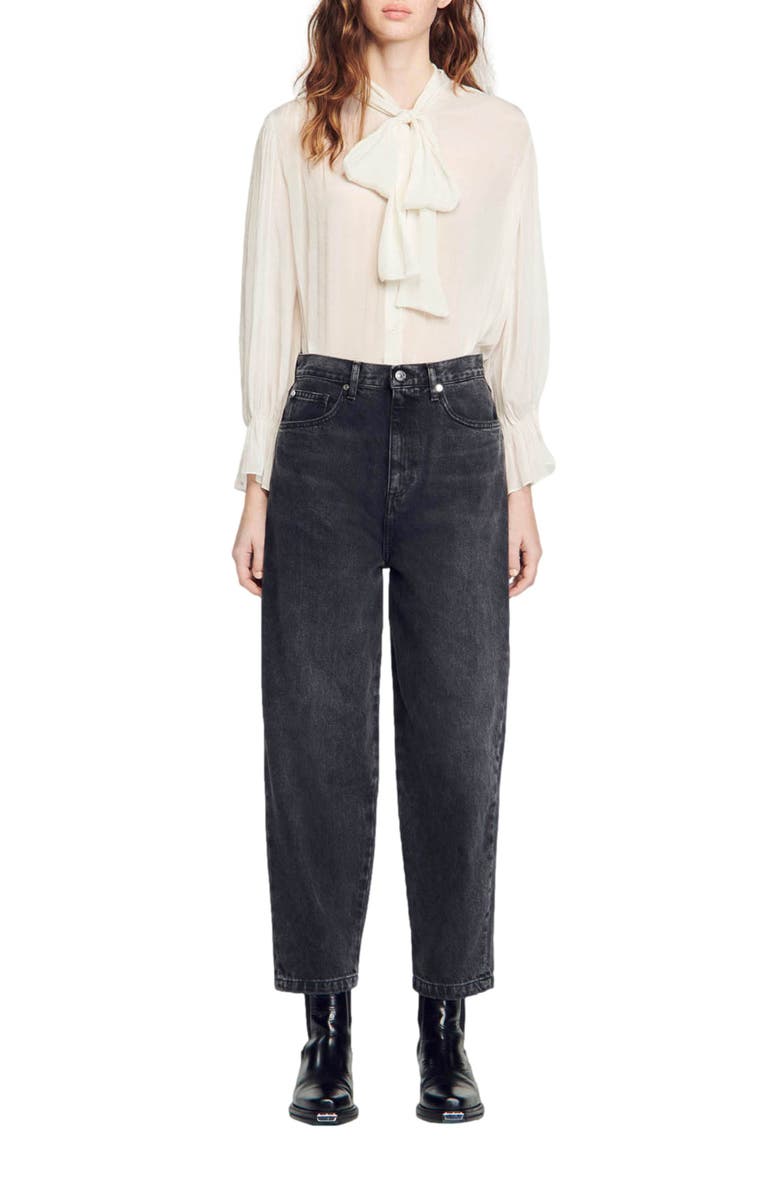 SANDRO Rawy High Waist Tapered Leg Jeans, Alternate, color,