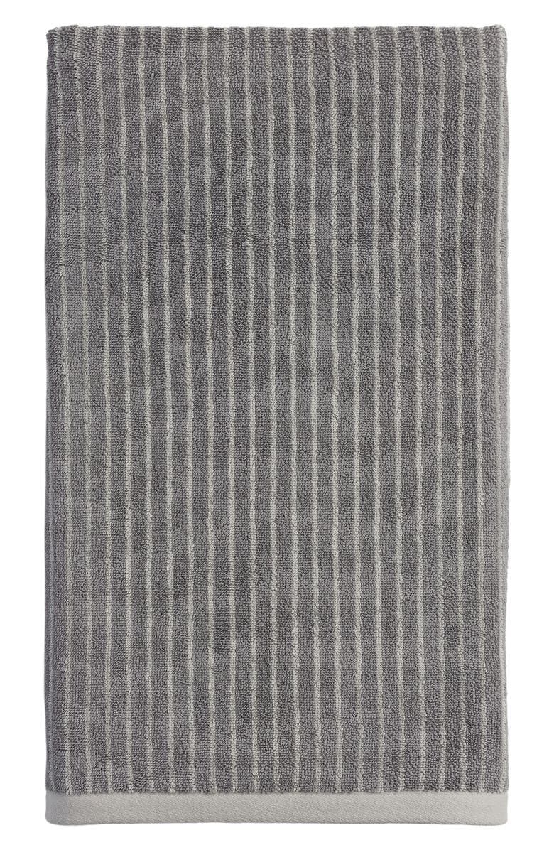 Parachute Pinstripe Organic Cotton Bath Towel, Main, color, Pebble And Dove