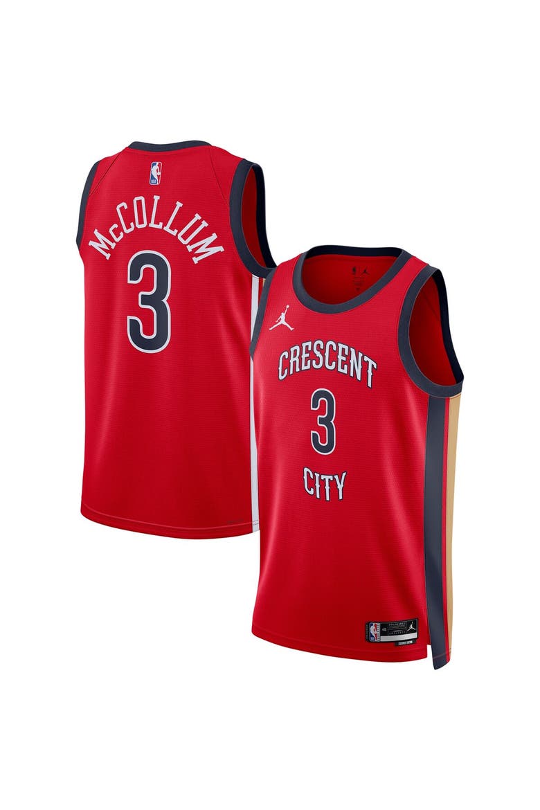 Unisex Jordan Brand CJ McCollum Red New Orleans Pelicans Swingman Jersey - Statement Edition, Main, color, Red