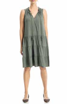 MAX STUDIO Tassel Tie Sleeveless Tiered Shift Dress