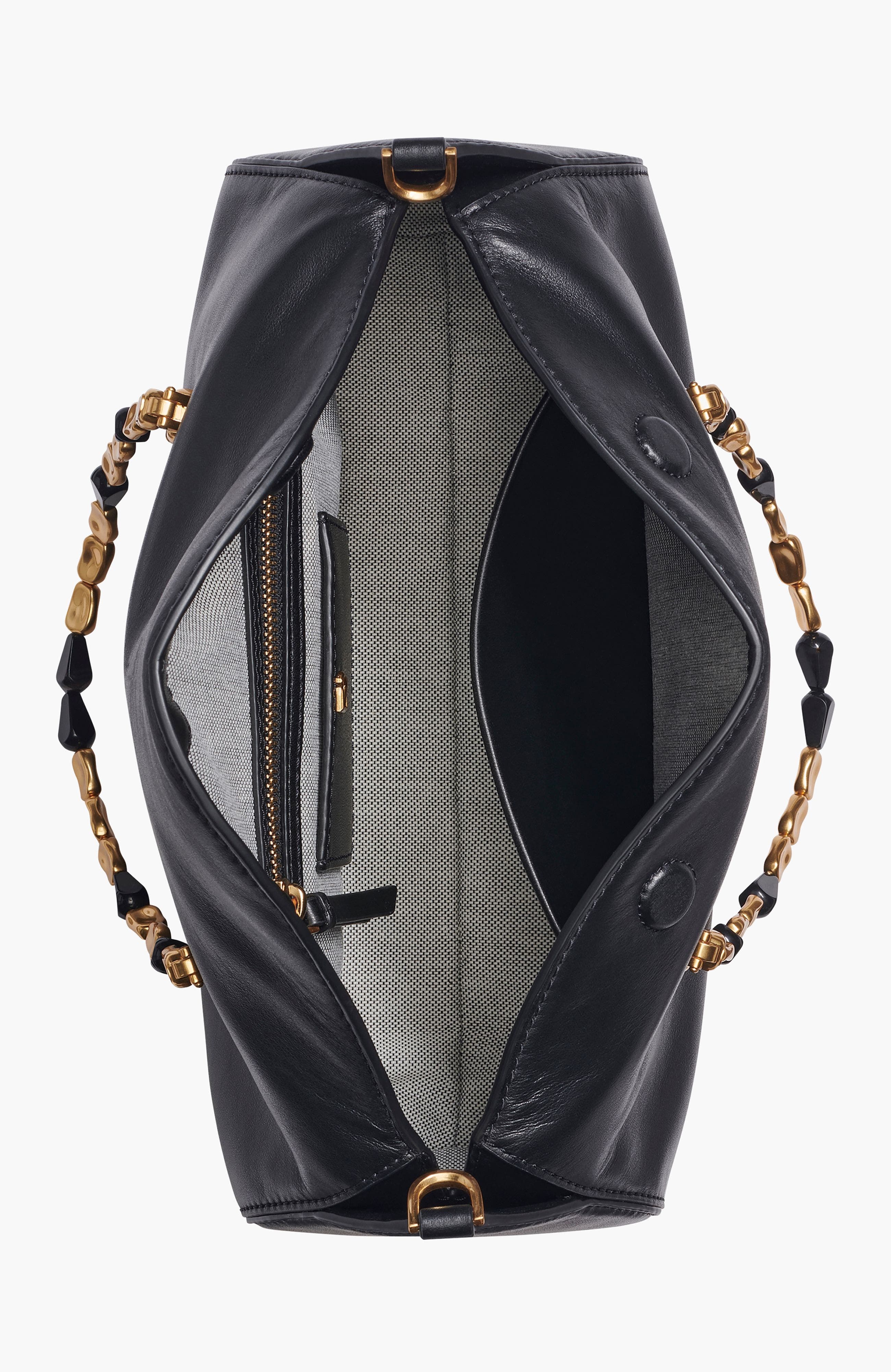 Donna Karan New York Crinoline Satchel, Alternate, color, Black/Gold