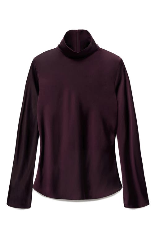 Mango Selection Turtleneck Satin Top In Purple