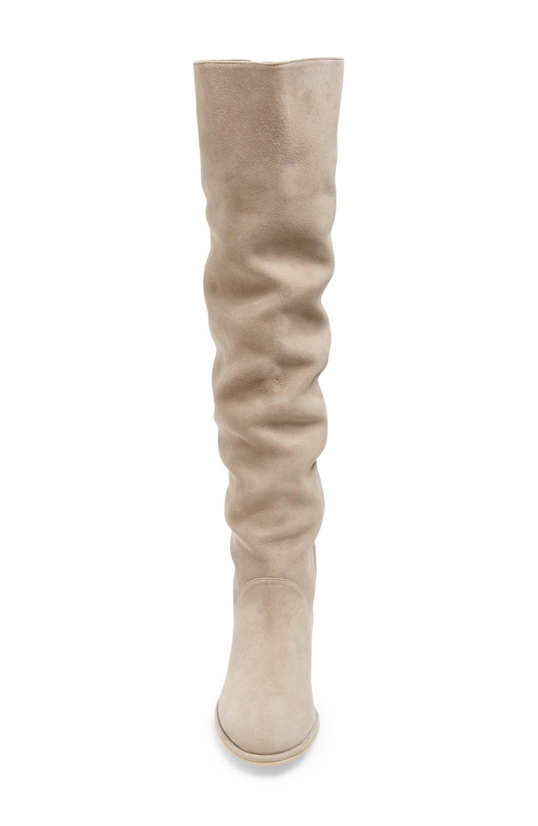 'Rockerchic' Tall Suede Boot, Alternate, color, FOSSIL SUEDE