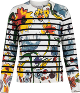 Birt UK Floral Stripe Pattern Ribbed Trim Knit Top