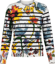 Birt UK Floral Stripe Pattern Ribbed Trim Knit Top