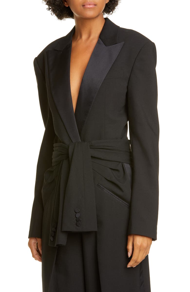 Alexander Wang Tie Waist Tuxedo Jumpsuit, Alternate, color,