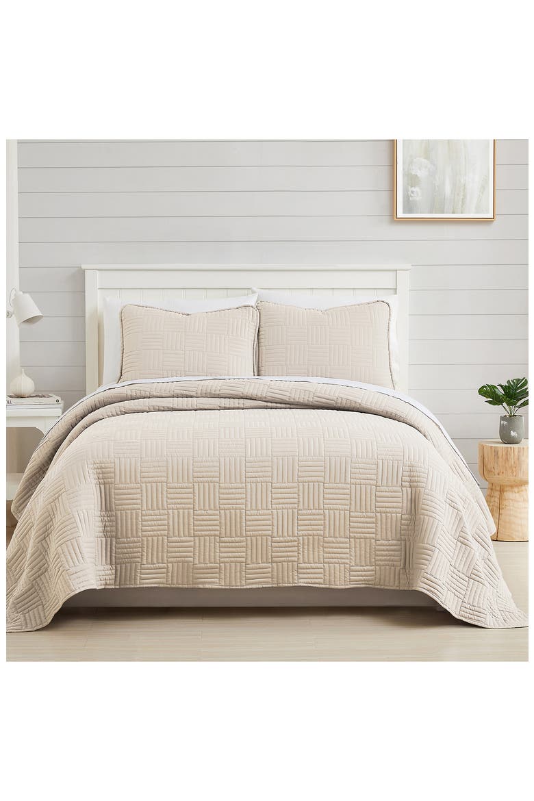 Grid Oversized Quilt Set, Alternate, color, TAUPE