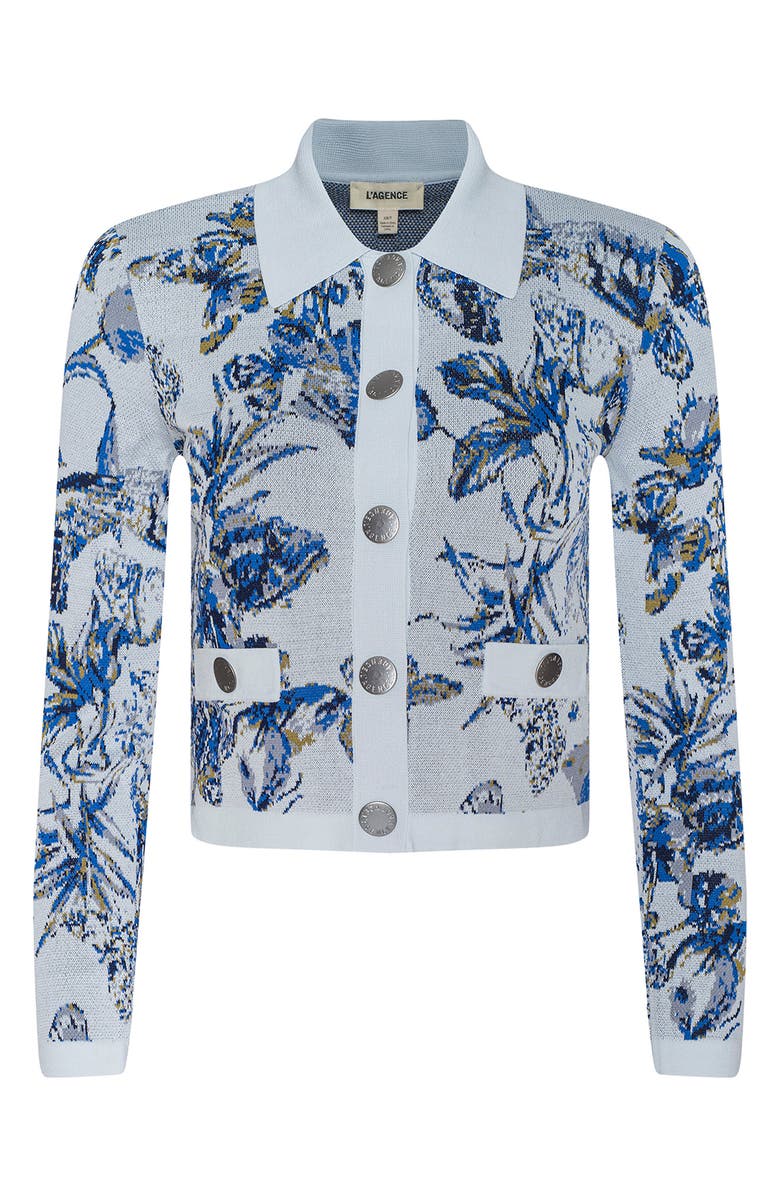 L'AGENCE Osiris Jacquard Knit Jacket, Alternate, color, Grey Mlt Waterclr Butrfly Jcqr