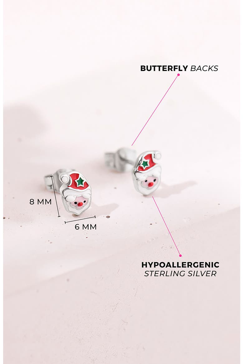 Jolly Christmas Santa Earrings, Alternate, color, White