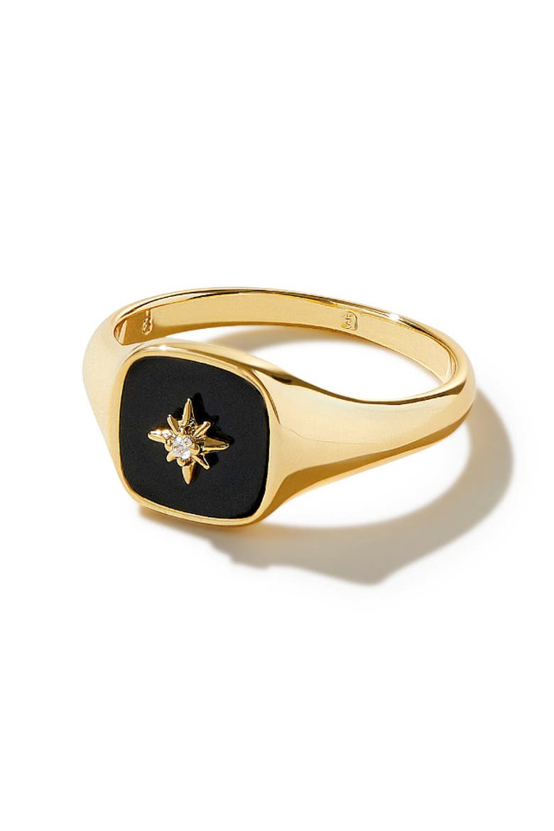 Gold Signet Ring - Amara Black, Alternate, color, Black/Gold