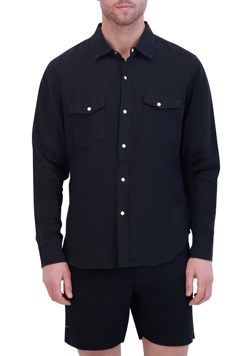 Snap Front Shirt, Main, color, BLACK
