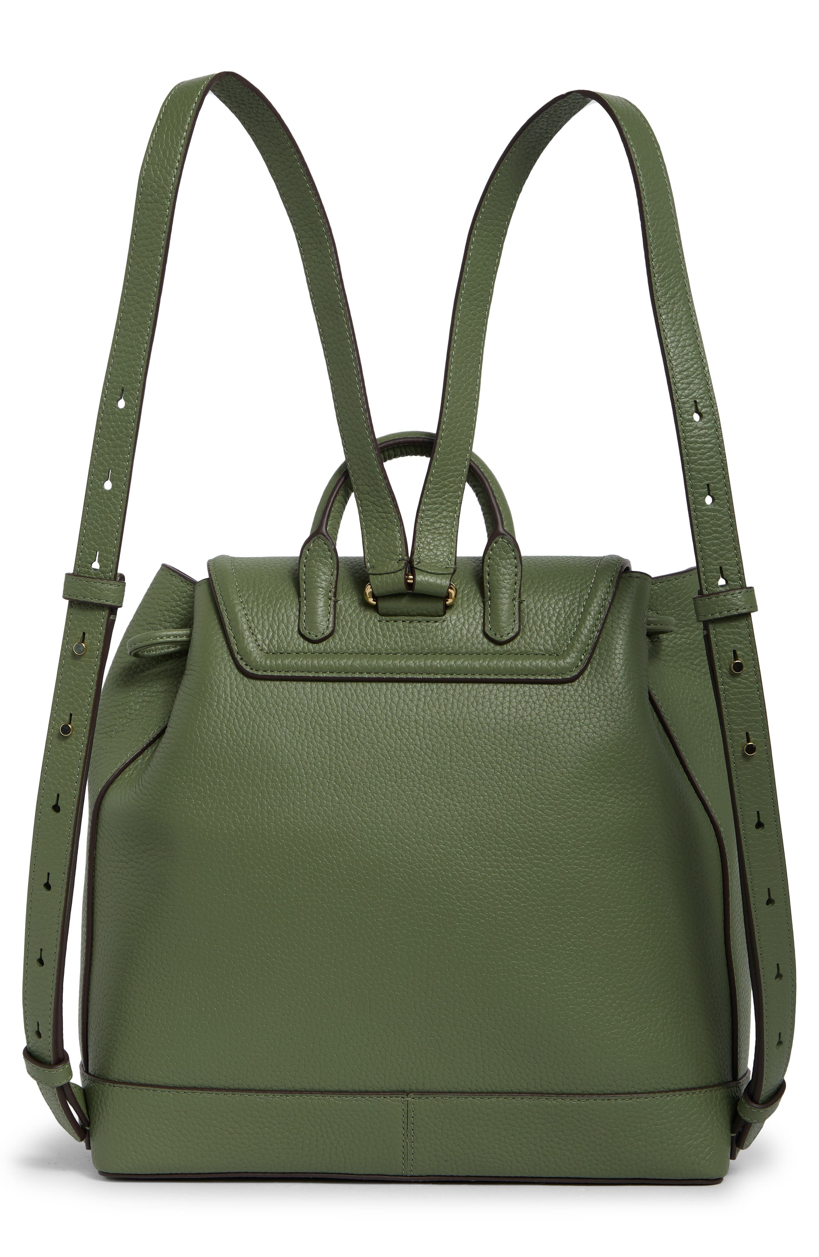 Pebbled Leather Backpack, Alternate, color, CEDAR STAND