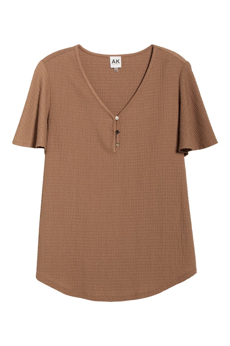 Flutter Sleeve V-Neck T-Shirt, Alternate, color, MUSHROOM