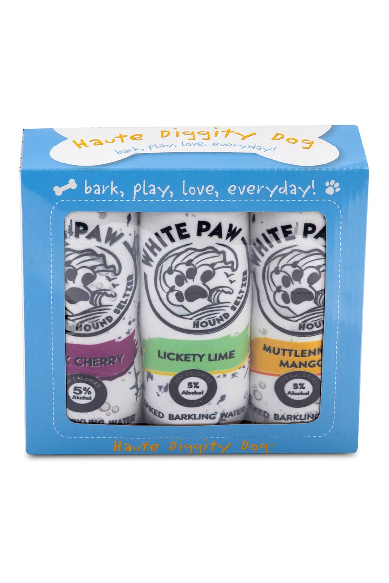 White Paw 3-Piece Variety Pack Plush Dog Toy Set, Alternate, color, MULTI