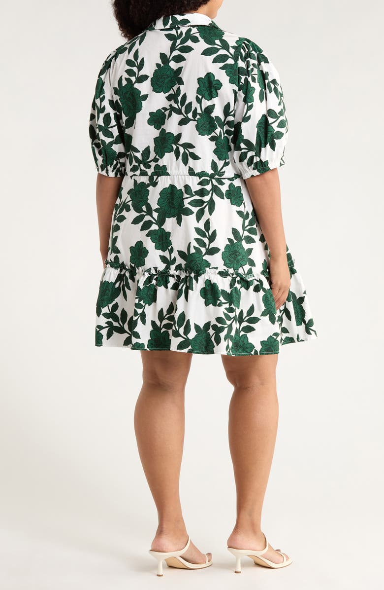 SUGARLIPS Kane Floral Stacie Cotton Shirtdress, Alternate, color, White-Forest