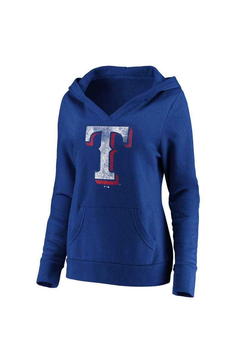 FANATICS Women's Fanatics Branded Royal Texas Rangers Core Team Crossover V-Neck Pullover Hoodie, Alternate, color, 