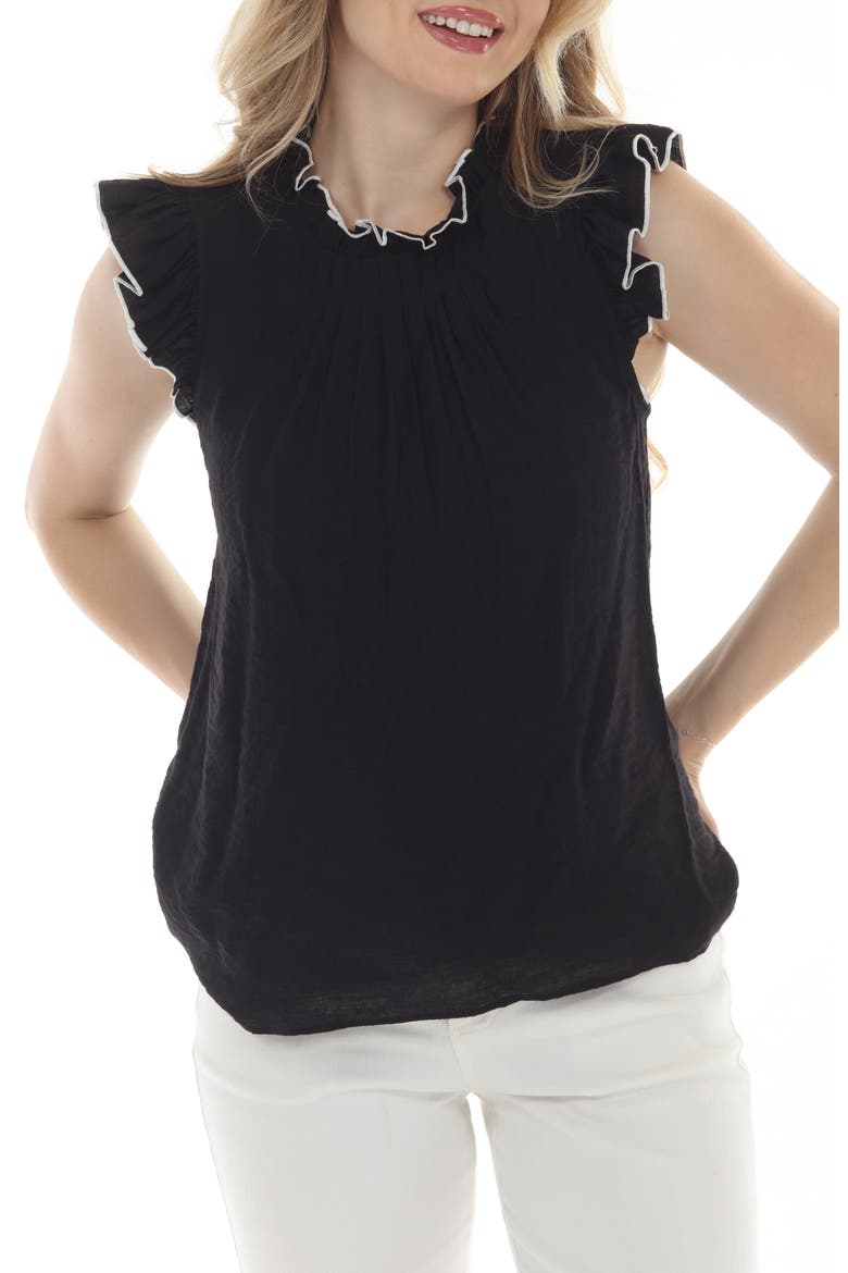 Ruffle Mock Top, Main, color, BLACK
