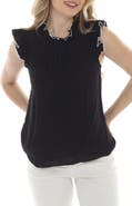 RAIN AND ROSE Ruffle Mock Top