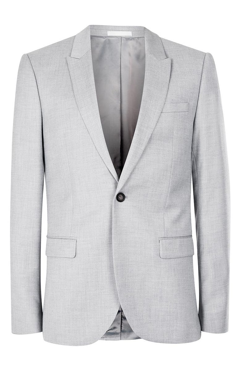 Topman Skinny Fit Crosshatch Suit Jacket, Alternate, color, 