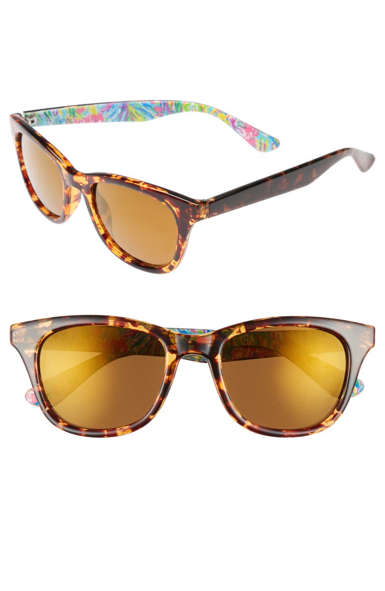 Lilly Pulitzer<sup>®</sup> Maddie 52mm Polarized Mirrored Sunglasses, Main, color,