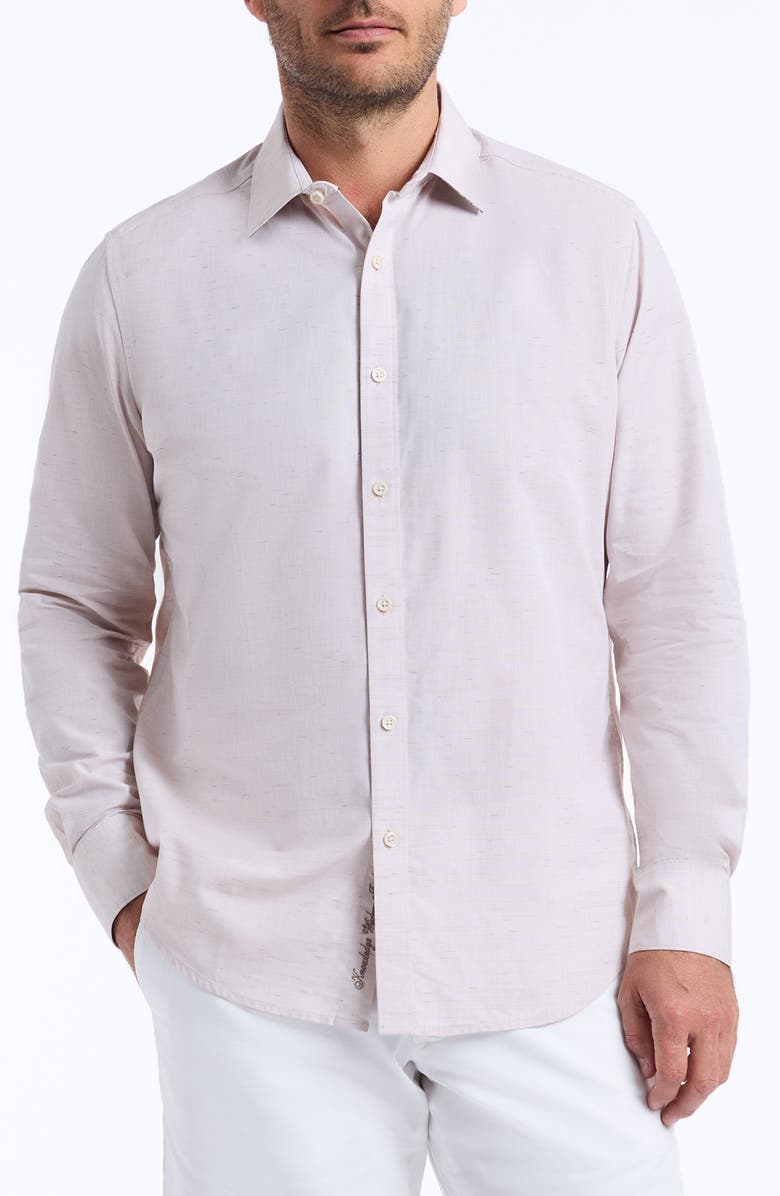 Robert Graham Avondale Cotton Button-Up Shirt, Main, color, Sand