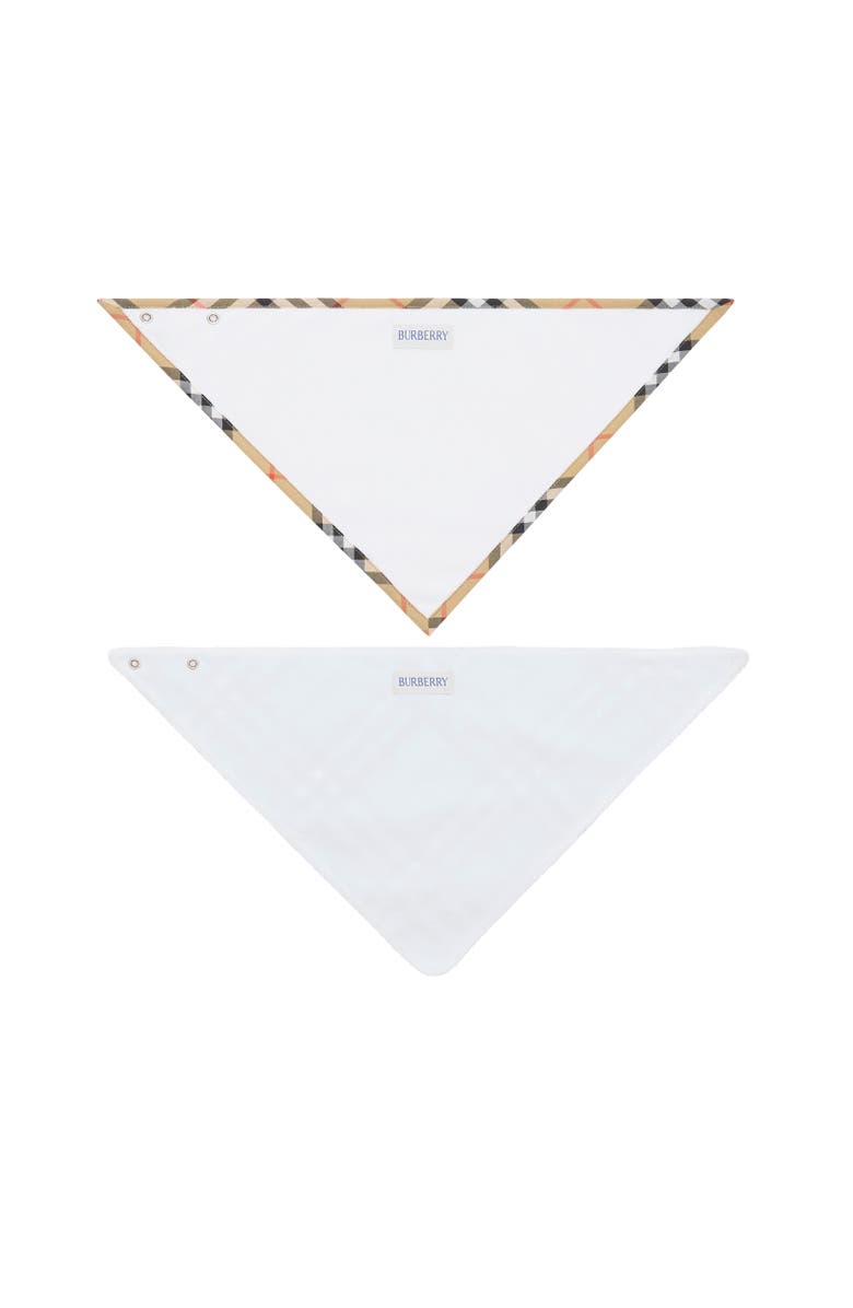 Burberry Check Cotton Two-piece Bib Set, Alternate, color, Ice Blue