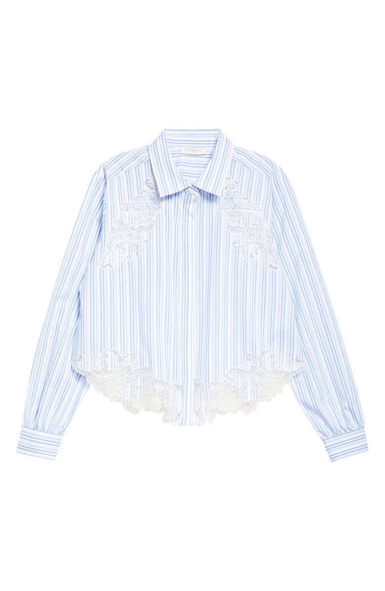 Ramy Brook Gia Stripe Lace Accent Button-Up Shirt, Alternate, color, 
