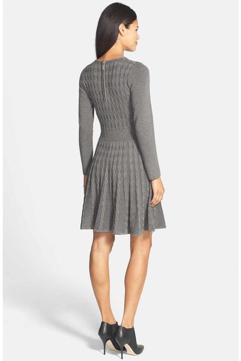 Cable Knit Sweater Dress, Alternate, color, GREY
