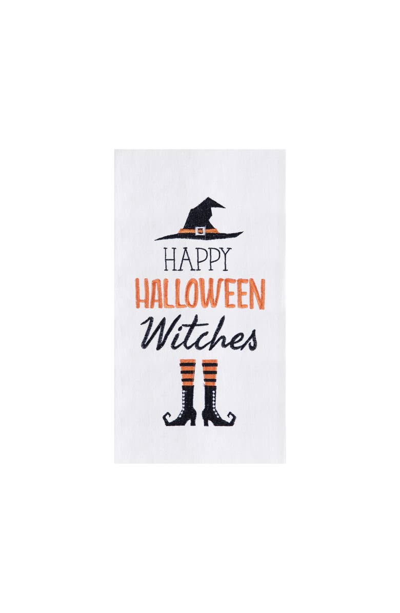 C&F Home Happy Halloween Witches Cotton Embroidered Flour Sack Kitchen Dishtowel, Main, color, White
