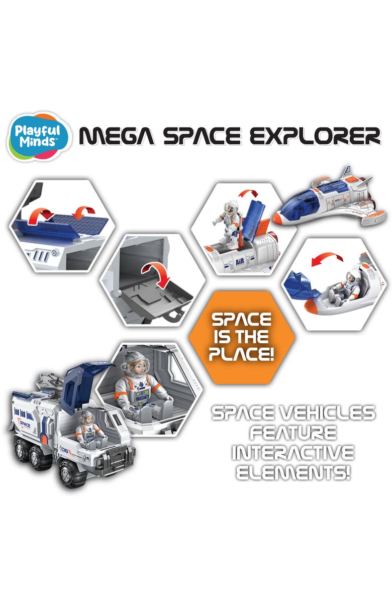 Playful Minds Mega Space Explorer 15 Piece Spaceship Toy Playset, Alternate, color, 