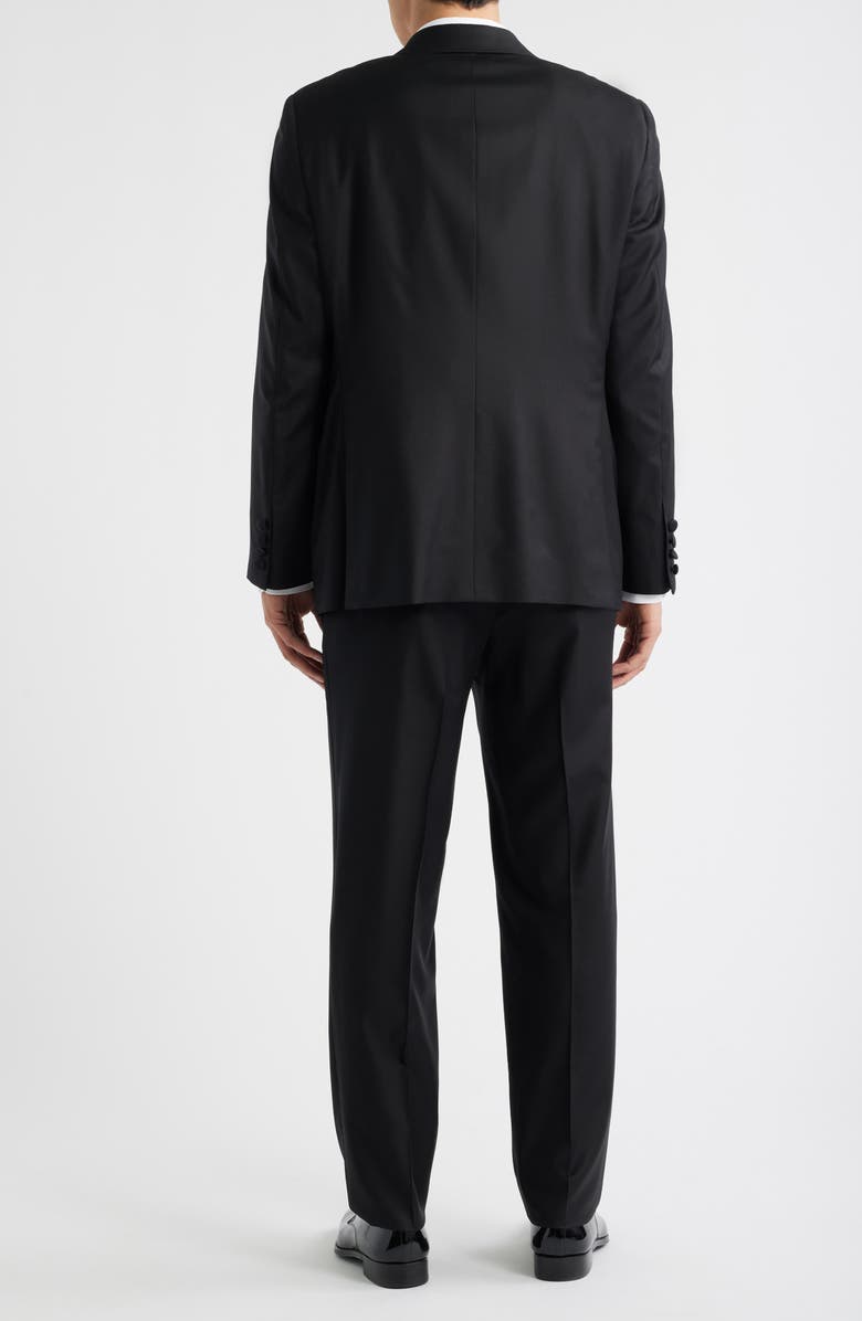 Heritage Gold Peaked Lapel Black Wool Tuxedo, Alternate, color, Black