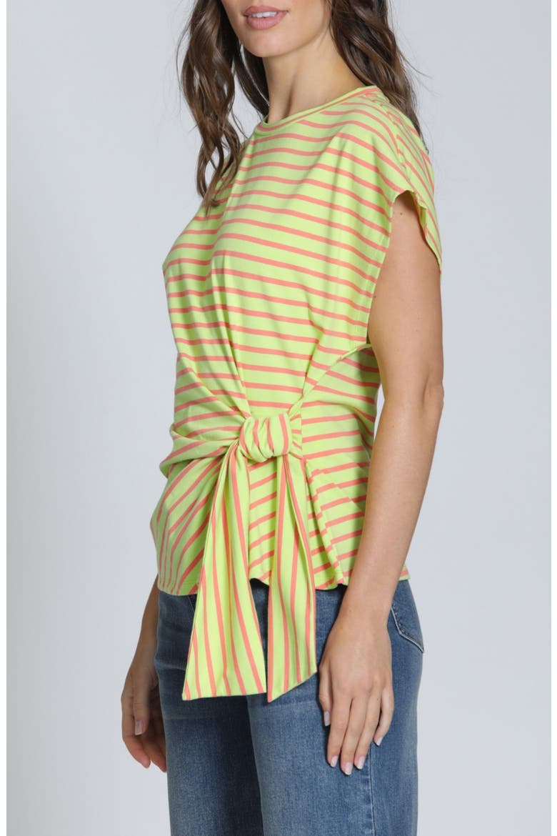 Stripe Side Tie T-Shirt, Alternate, color, CITRINE ORANGE MULTI