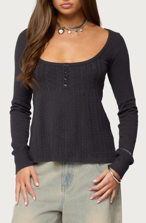 Jaylah Cable Stitch Long Sleeve Shirt