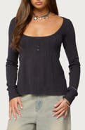 EDIKTED Jaylah Cable Stitch Long Sleeve Shirt