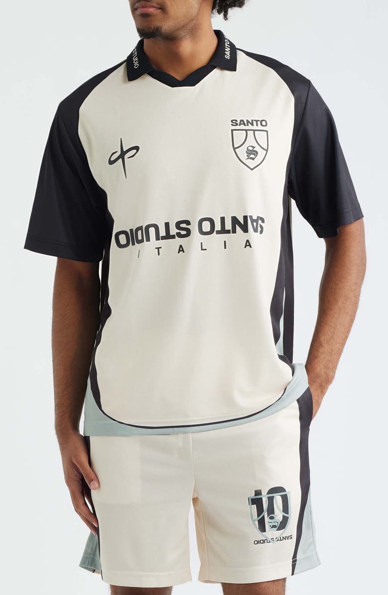 SANTO STUDIO Shield Club Jersey Polo, Main, color, Cream