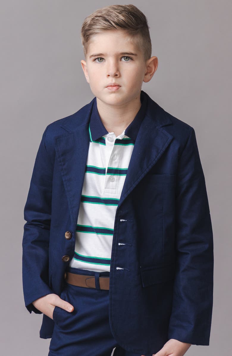 Hope & Henry Kids' Organic Short Sleeve Jersey Polo, Alternate, color, Pickleball Stripe