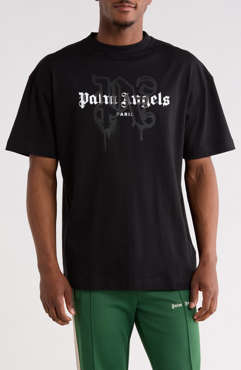 Palm Angels Logo Graphic Cotton T-Shirt, Main, color, Black
