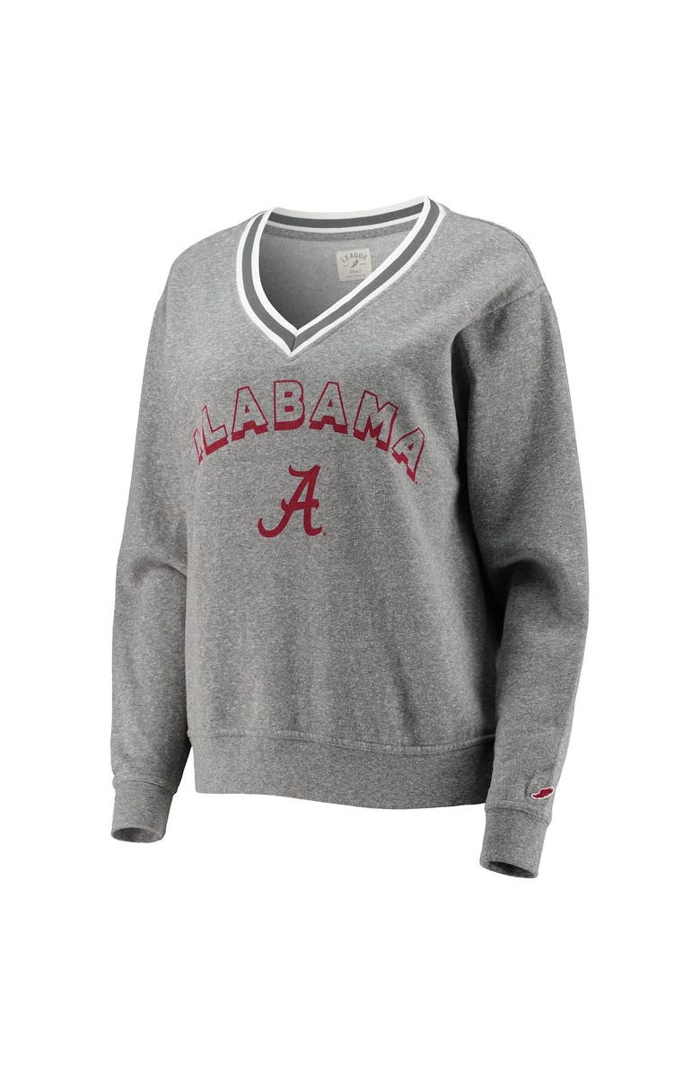 LEAGUE COLLEGIATE WEAR Women's League Collegiate Wear Heathered Gray Alabama Crimson Tide Victory Springs Tri-Blend V-Neck Pullover Sweatshirt, Alternate, color,