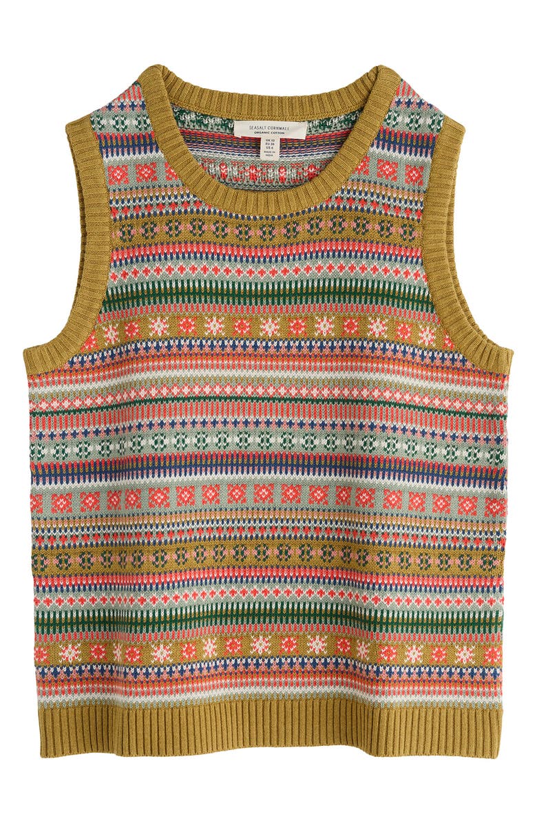 Seasalt Cornwall Cove Cottage Fair Isle Organic Cotton Sweater Vest, Alternate, color, 