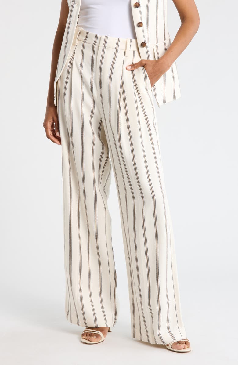 A.L.C. Charles Stripe Linen Blend Pants, Main, color, Cream Stripe