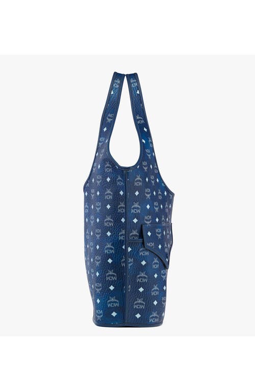 Mcm Aren Xl Visetos Monogram Shopper Tote Bag In Blue