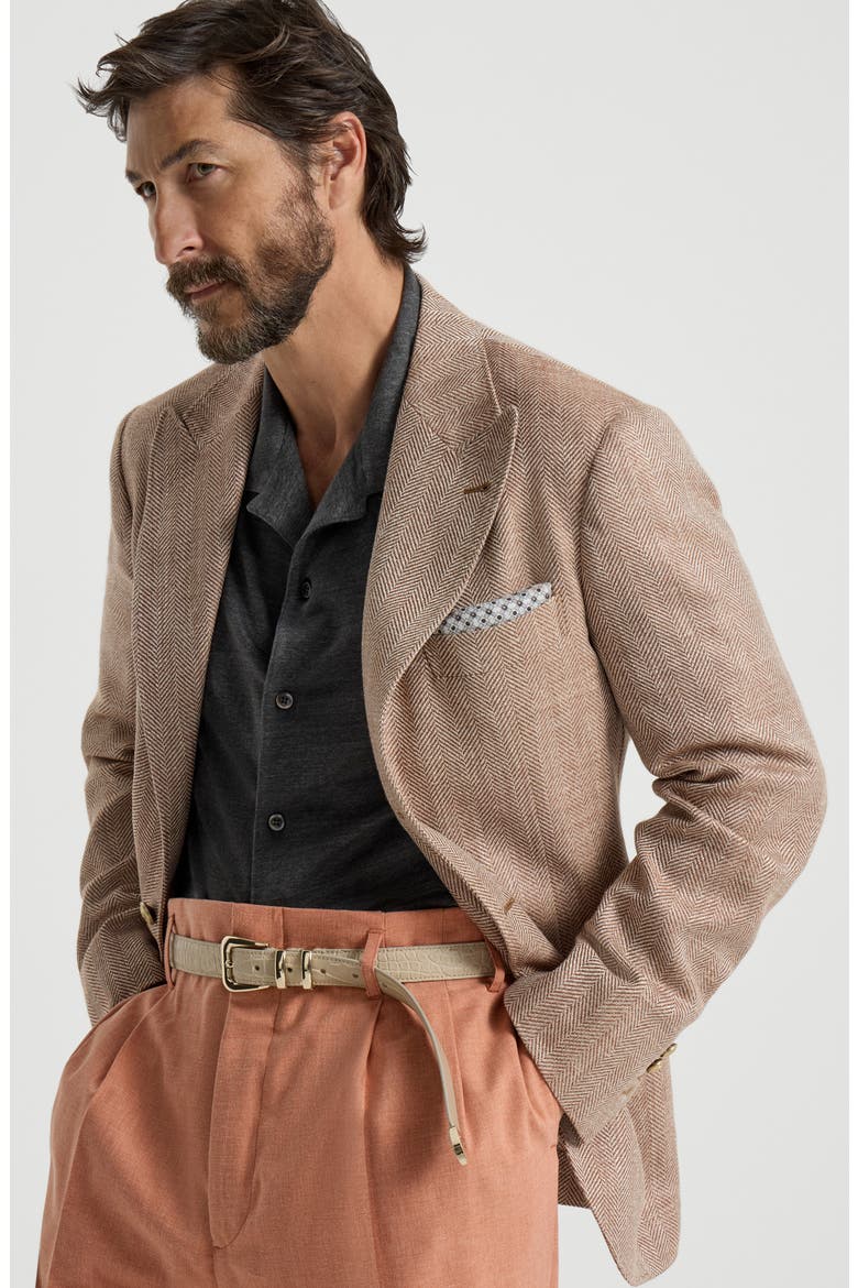 Chevron deconstructed blazer, Alternate, color, Apricot