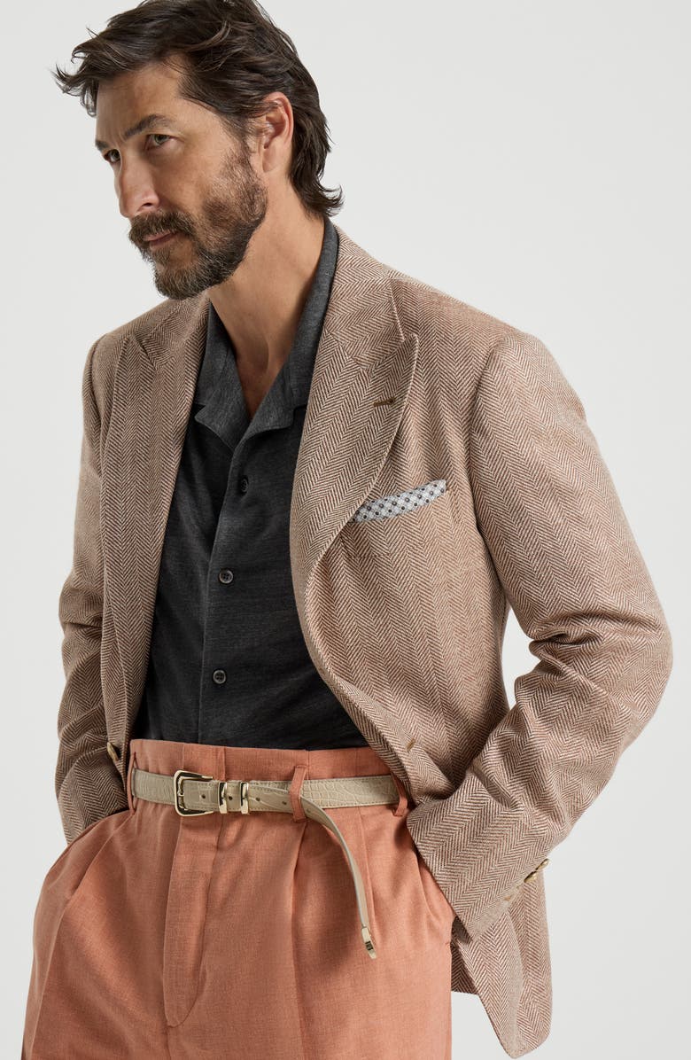 Brunello Cucinelli Chevron deconstructed blazer, Alternate, color, Apricot