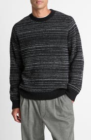 Vince Marled Stripe Crewneck Merino Wool Blend Sweater