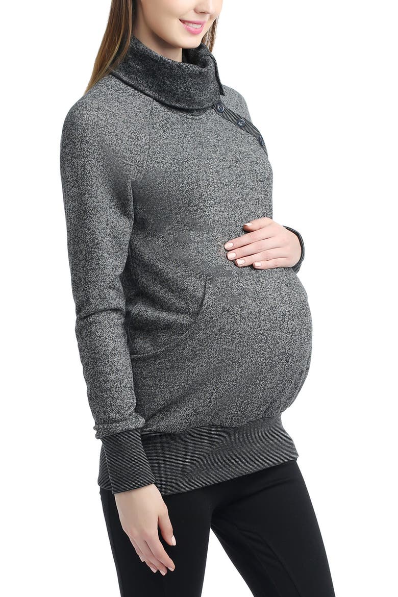 Alaina Envelope Collar Sweater, Alternate, color, BLACK/ GRAY