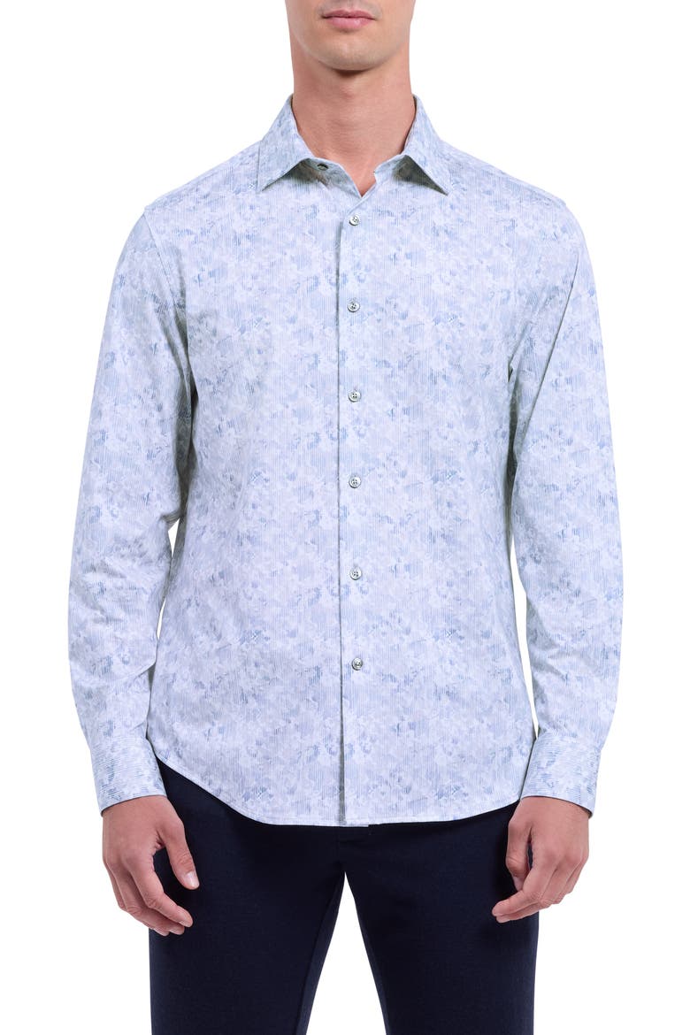 James OoohCotton® Abstract Print Button-Up Shirt, Main, color, PLATINUM