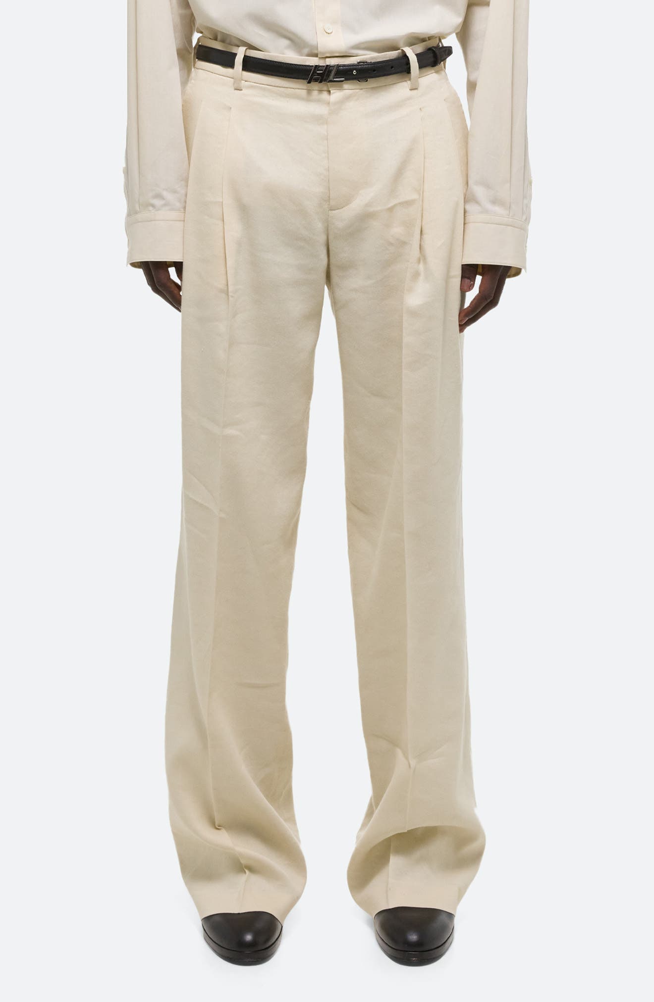 Helmut Lang Double Pleated Linen Blend Pants (Men) | Nordstrom
