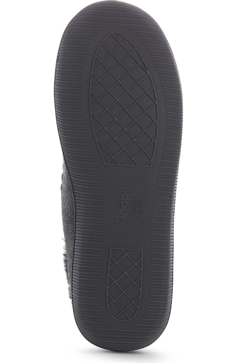 FLOOPI Tori Cable Knit Faux Shearling Slipper, Alternate, color, Black