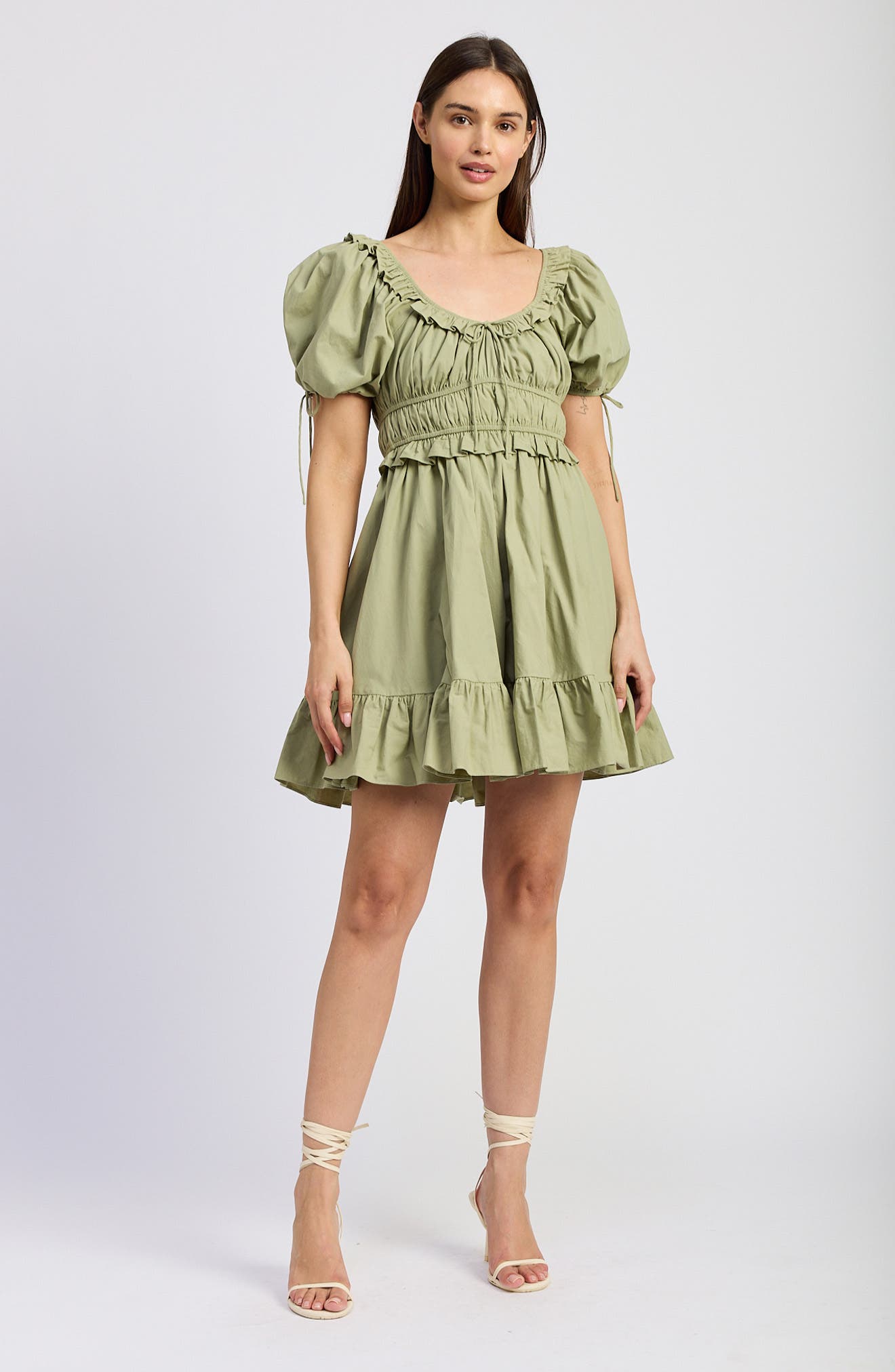 EN SAISON
 Rayla Drawstring Puff-Sleeve Flared Midi-Dress main image 1