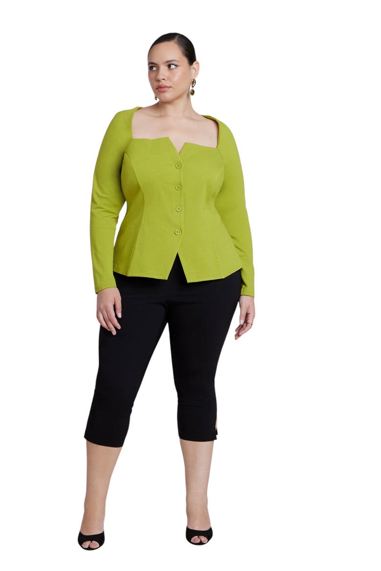 Square Neck Button Front Top, Alternate, color, PEAR LIQUEUR